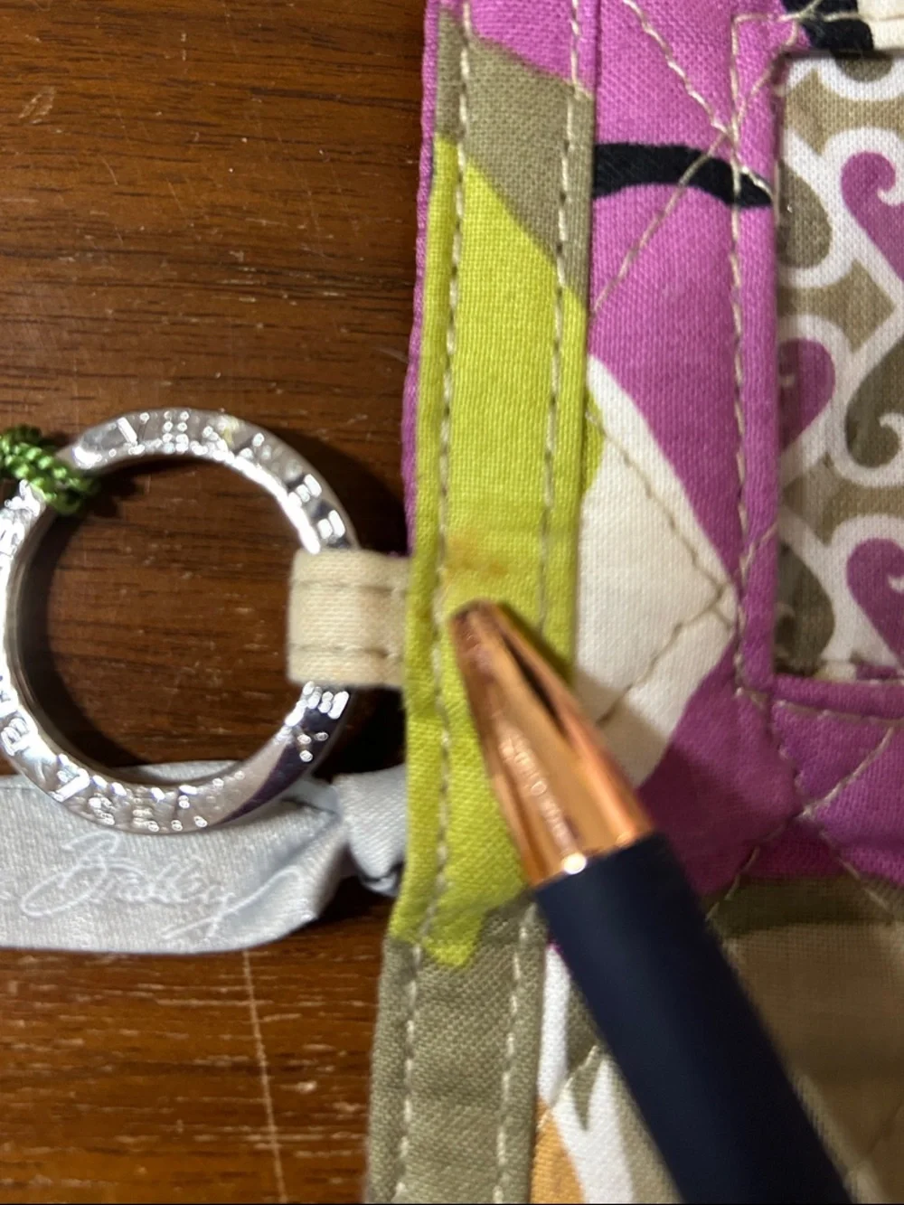 Vera Bradley Quilted Floral Wallet in Pink, Lime & Cream scan and go card slot - Picture 14 of 15